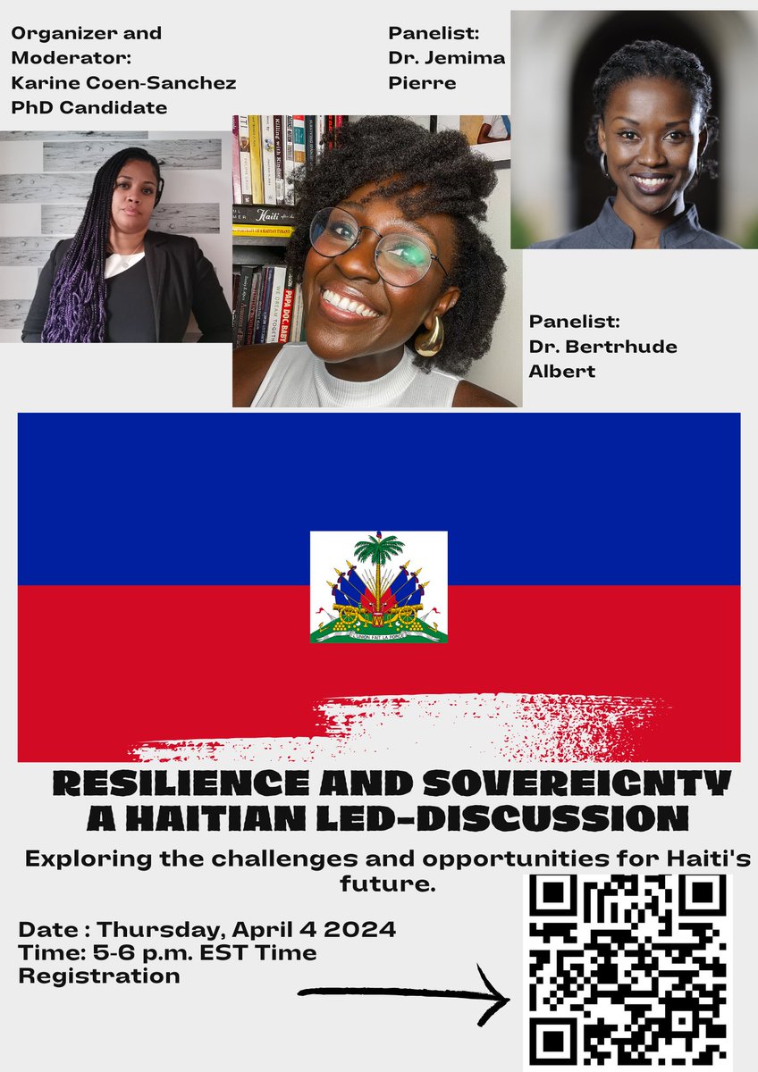 Less than a week away - spots are filling up Brilliant Scholars Haitian-led discussions on the state of Haiti! Organizer and Moderator @SanchezCoen @grosmorne29 @UBC @UofStThomasMN @uOttawa