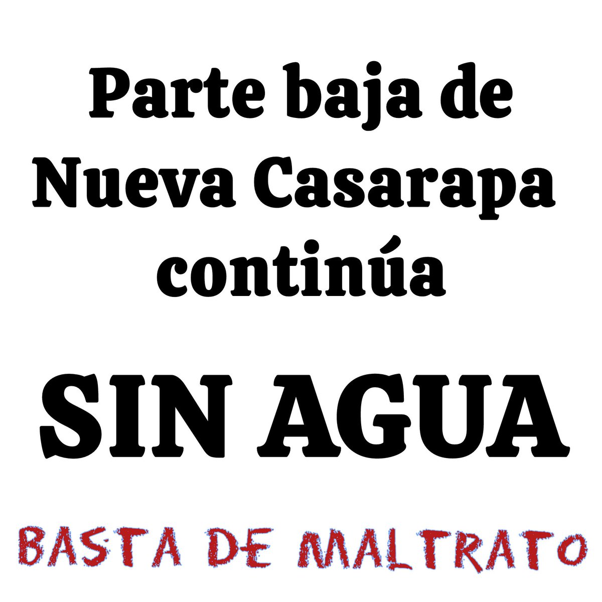 red_NCasarapa's tweet photo. El acceso al agua es un #DerechoHumano fundamental

La falta d acceso al agua potable limita la higiene, lo qu agudiza la propensión d adquirir enfermedades

Parte baja d #NuevaCasarapa continúa #sinAgua sin motivo aparente

¿Qué ocurre?

@RMarcoTorres 
@HectoRodriguez 
#25marzo https://t.co/HFuf3Z5dLo