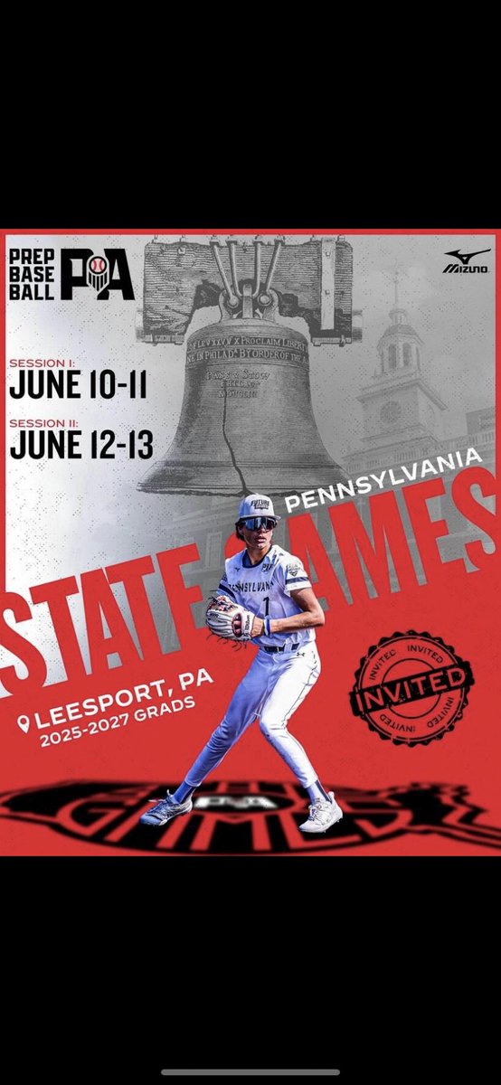 Thank you @PrepBaseballPA for the invite to state games! I will be attending the first session on June 10-11. @PBR_Uncommitted @PrepBaseball_GW @ocker_n @ChrisDryllPBR @CGAcademyllc