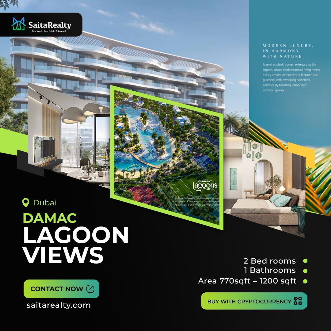 𝗛𝗮𝗯𝗶𝗯𝗶, come to 𝗗𝘂𝗯𝗮𝗶! 🇦🇪✨ Today, we want to present you another 💎 located in Dubai, UAE. 🌴🏞️ 𝗗𝗮𝗺𝗮𝗰 𝗟𝗮𝗴𝗼𝗼𝗻 𝗩𝗶𝗲𝘄𝘀 offers 1 & 2 bedroom apartments starting from AED 979,000 (approximatively USD 267,000) in a gated community with : 🌿 Sustainable…