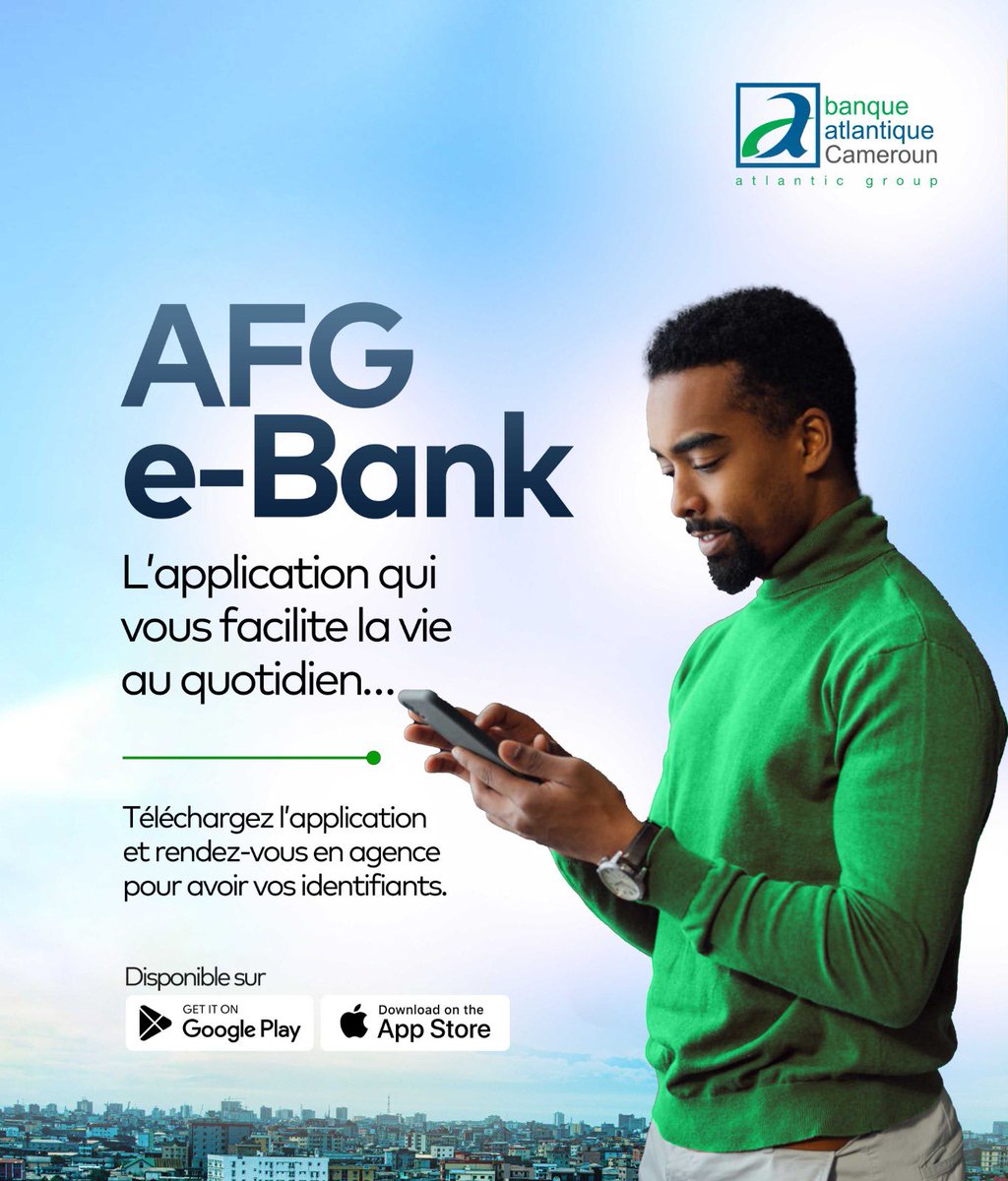 AFGBankCameroun's tweet image. Transferts de compte à compte, vers une autre banque, virements permanents…

Les fonctionnalités sont nombreuses sur notre application AFG e-Bank.

Téléchargez sur App Store ou Play Store et rdv en agence pour vos identifiants.

#bacmseréinvente 
#AFGeBank