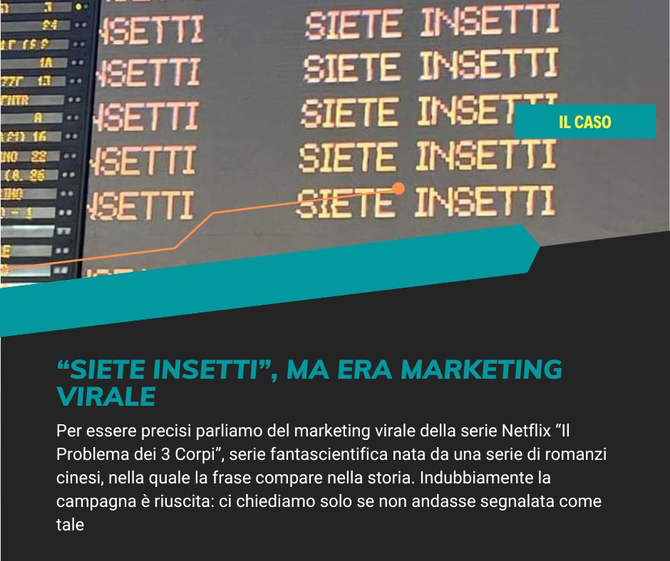 filogicoX's tweet image. L'ubiqua frase #sieteinsetti è apparsa sui tabelloni della #stazione di #RomaTermini. Dimostrando che la #guerradeimondi non ci ha insegnato poi molto e che forse gli #ad andrebbero indicati come tali non solo dagli #Influencer 
Per dettagli: bufale.net/siete-insetti-…