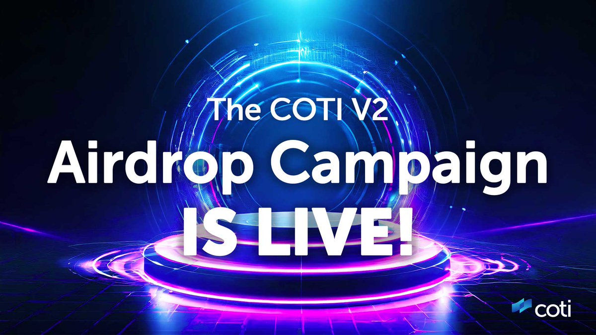 💫Our biggest ever giveaway has just begun! 💫
The COTI V2 Airdrop is now live with 40M $COTI V2 tokens (currently worth ~$8M) to be shared amongst holders of both Native and ERC-20 $COTI.

Find out how you can get involved: medium.com/@cotinetwork/t…

#COTIV2 #Airdrop