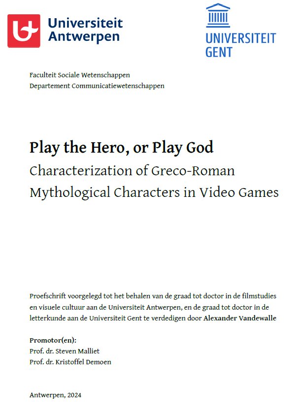 Here we go - dissertation submitted! 😁 Mythology in games, characterization, classical reception. Smite, AC Odyssey, Immortals Fenyx Rising, God of War, Theseus, Apotheon, Hades, Mythwrecked (and a little Stray Gods to top things off). Theory, text, audience, production.