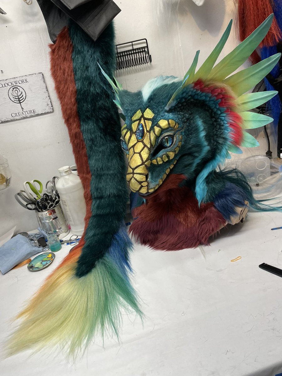 clckwrkcreature's tweet photo. Quetzal dragon/Gatafu tail wefting is done. https://t.co/vYB67wjvyI
