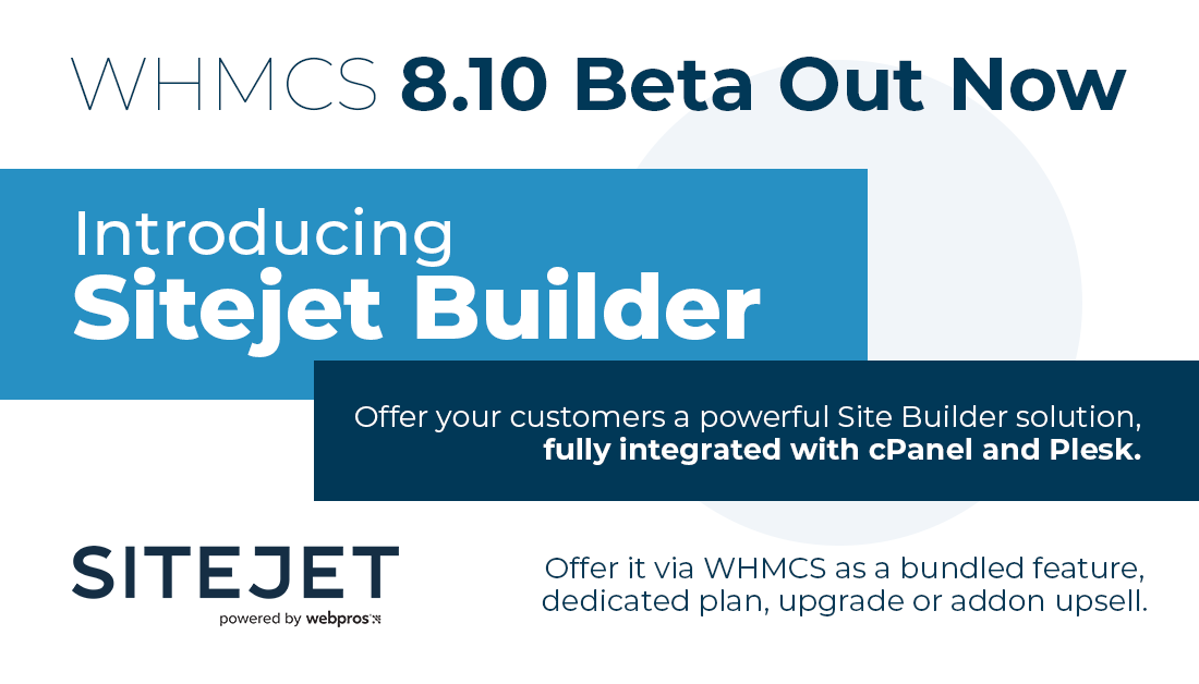 ICYMI, last week at #Cloudfest24 we launched WHMCS 8.10, with the new experience for Sitejet Builder that provides direct access to the Sitejet platform from WHMCS and gives you more ways to monetise the Sitejet Builder offering. Learn more @ blog.whmcs.com/133748/whmcs-8…