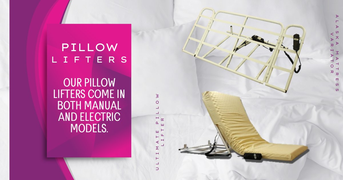 Our pillow lifters come in both manual and electric models.
Both of these models allow patients to be moved into a raised or seated position without putting strain on the carer or patient.

#ElectricPillowLifter #MattressVariator #SpecialisedEquipment #SleepBetter