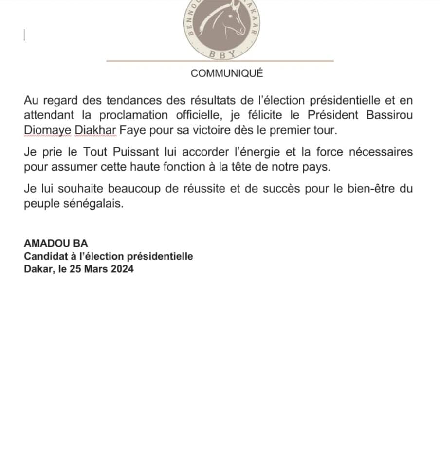 44-year-old Bassirou Diomaye Faye has been elected as the President of Senegal. His opponent, Amadou Ba has called to congratulate him. Amadou is the candidate of the ruling party, APR. Months ago, outgoing President Macky Sall tried to amend the Constitution for a third term.