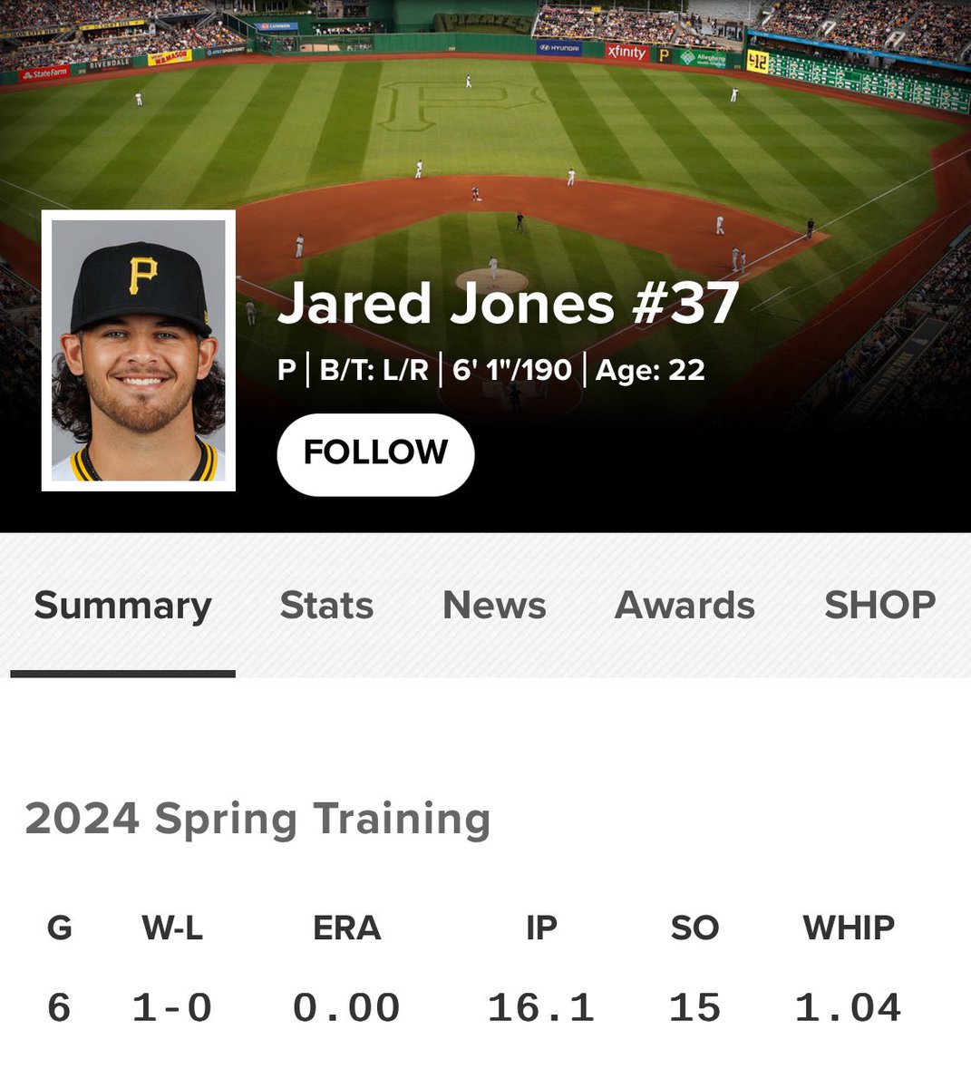 MLB Deadline News (@mlbdeadlinenews) on Twitter photo #Pirates top-prospect RHP Jared Jones has made Pittsburgh’s opening day roster, per <a href="/JMackeyPG/">Jason Mackey</a>
Jones, 22, is <a href="/MLBPipeline/">MLB Pipeline</a>’s 62nd-ranked prospect heading into the 2024 season. #Pirates top-prospect RHP Jared Jones has made Pittsburgh’s opening day roster, per <a href="/JMackeyPG/">Jason Mackey</a>
Jones, 22, is <a href="/MLBPipeline/">MLB Pipeline</a>’s 62nd-ranked prospect heading into the 2024 season.