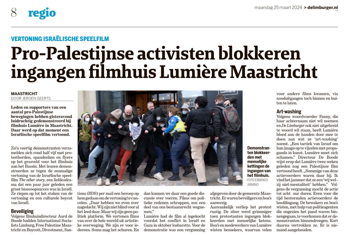 Een filmhuis proberen te dwingen geen films van Joden te draaien. Vast ook geen anti-semitisme.