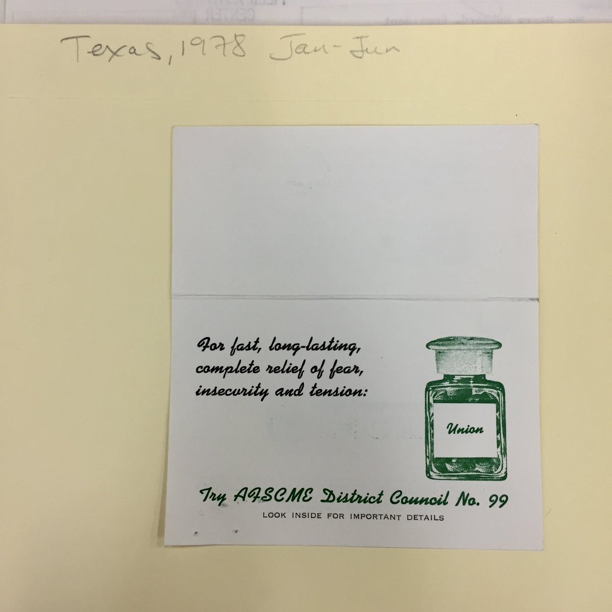 Happy to announce, at long last, the opening of the @AFSCME Organizing and Field Services Department records, bulk dates 1967-1980 at the @ReutherLibrary. archives.wayne.edu/repositories/2… The collection that brings you gems like this: