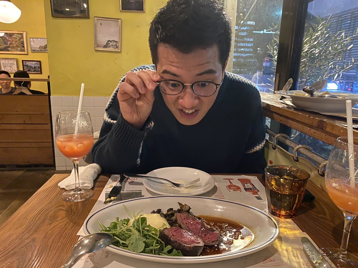 ヘイブラウンのだいちが誕生日なので1枚パスタと蝦夷鹿のソテーを食べ