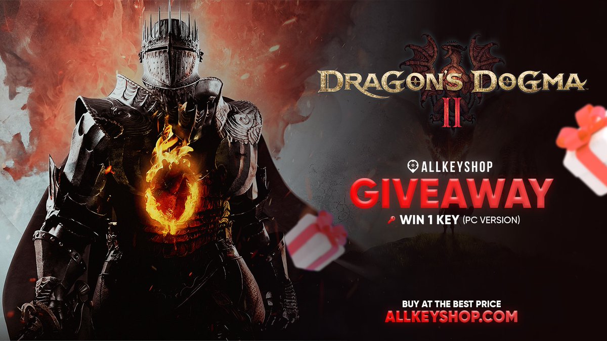 🐉 Giveaway Alert: #DragonsDogma2

Win a copy of 'Dragon’s Dogma 2' PC KEY. Embark on an epic journey in a fantasy world.

How to enter:
1️⃣ Follow us @Allkeyshop
2️⃣ Like &amp; RT this tweet with #AllkeyshopGiveaways
3️⃣ Tag a Gamer

📅 Ends: 1st April 2024. Ready for the challenge?