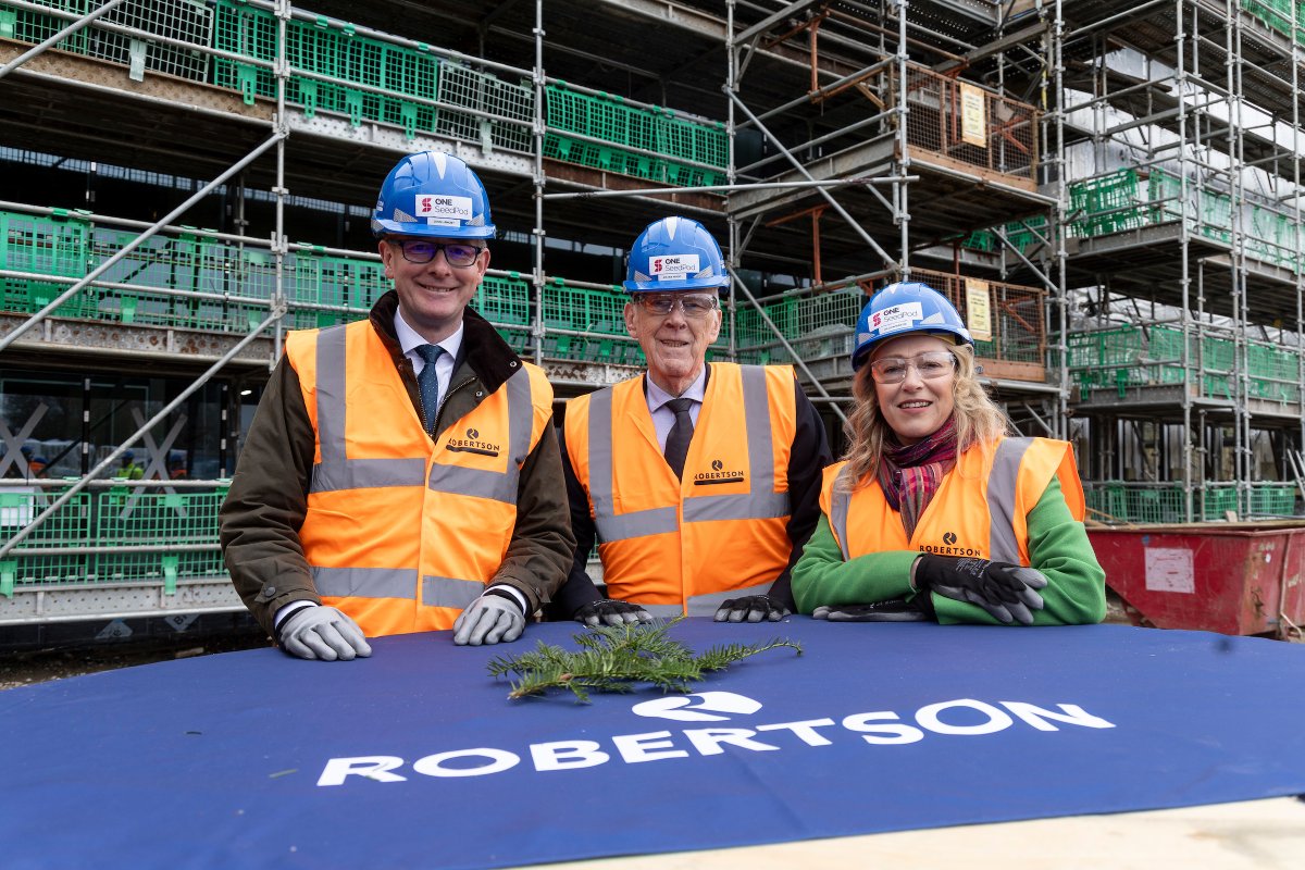 Opportunity_NE1's tweet photo. ONE SeedPod food manufacturing innovation hub marks construction milestone. Partners celebrate progress of unique industry growth project - ONE, @UKGovScotland @scotgov @SRUC @scotent @AberdeenCC @Aberdeenshire #ONESeedPod #ABZDeal @RobertsonGroup 👇 https://t.co/TvL9eqcSmc https://t.co/IQd8PEwWG4
