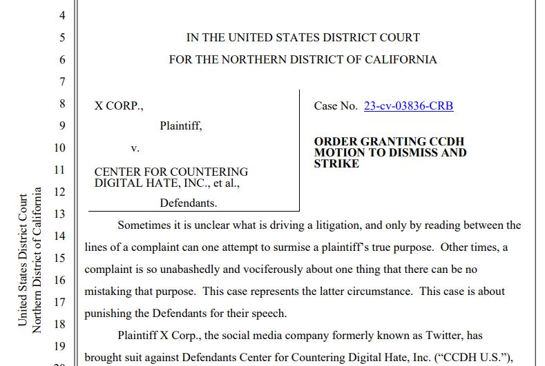 Judge Breyer has just wiped the floor with <a href="/elonmusk/">Elon Musk</a> <a href="/X/">X</a> suit accusing <a href="/CCDHate/">CCDH</a> of #datascraping, saying Musk was trying to stifle protected speech, not protect #datasecurity of users