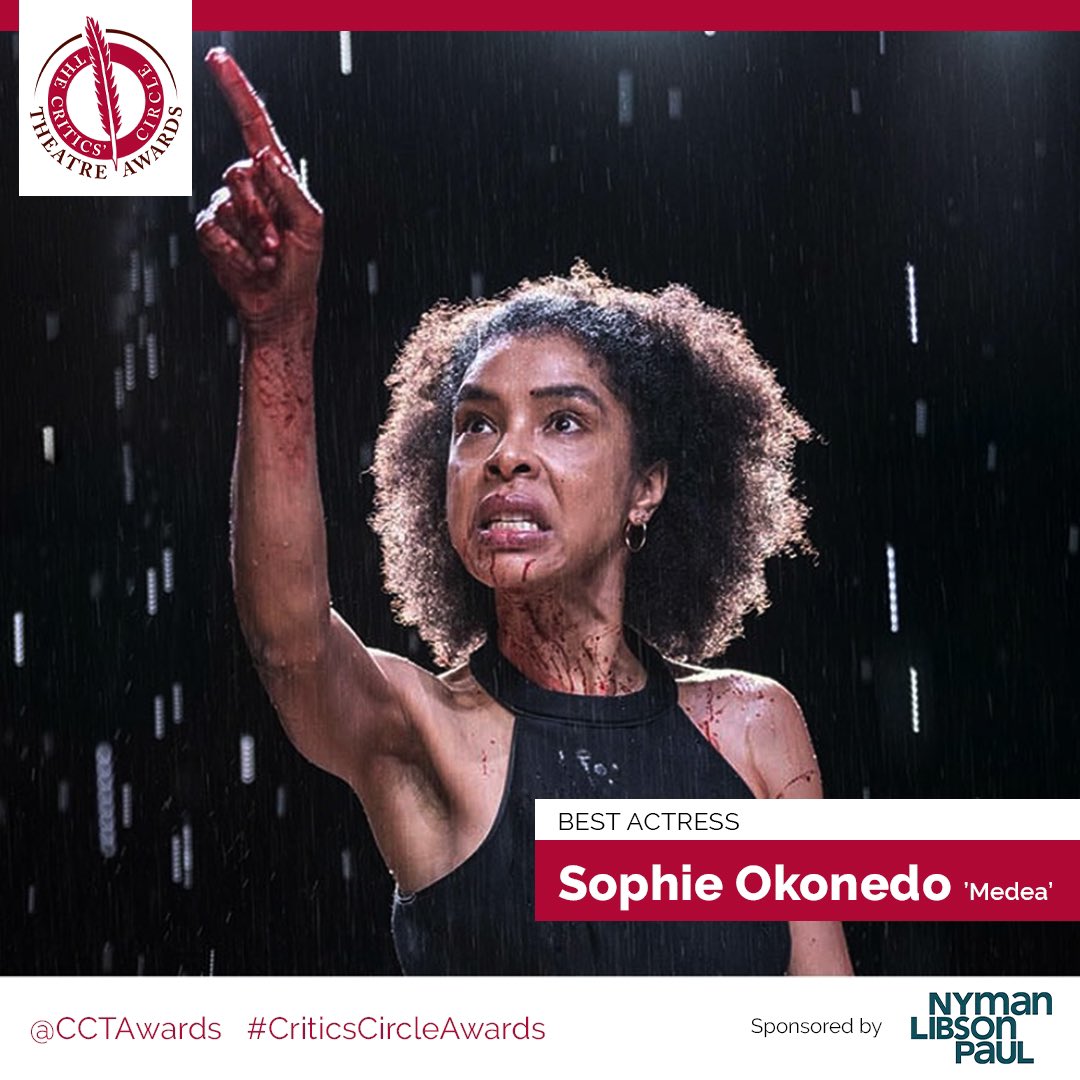The Award for Best Actress is presented to Sophie Okonedo for Medea. 🏆 #CriticsCircleAwards