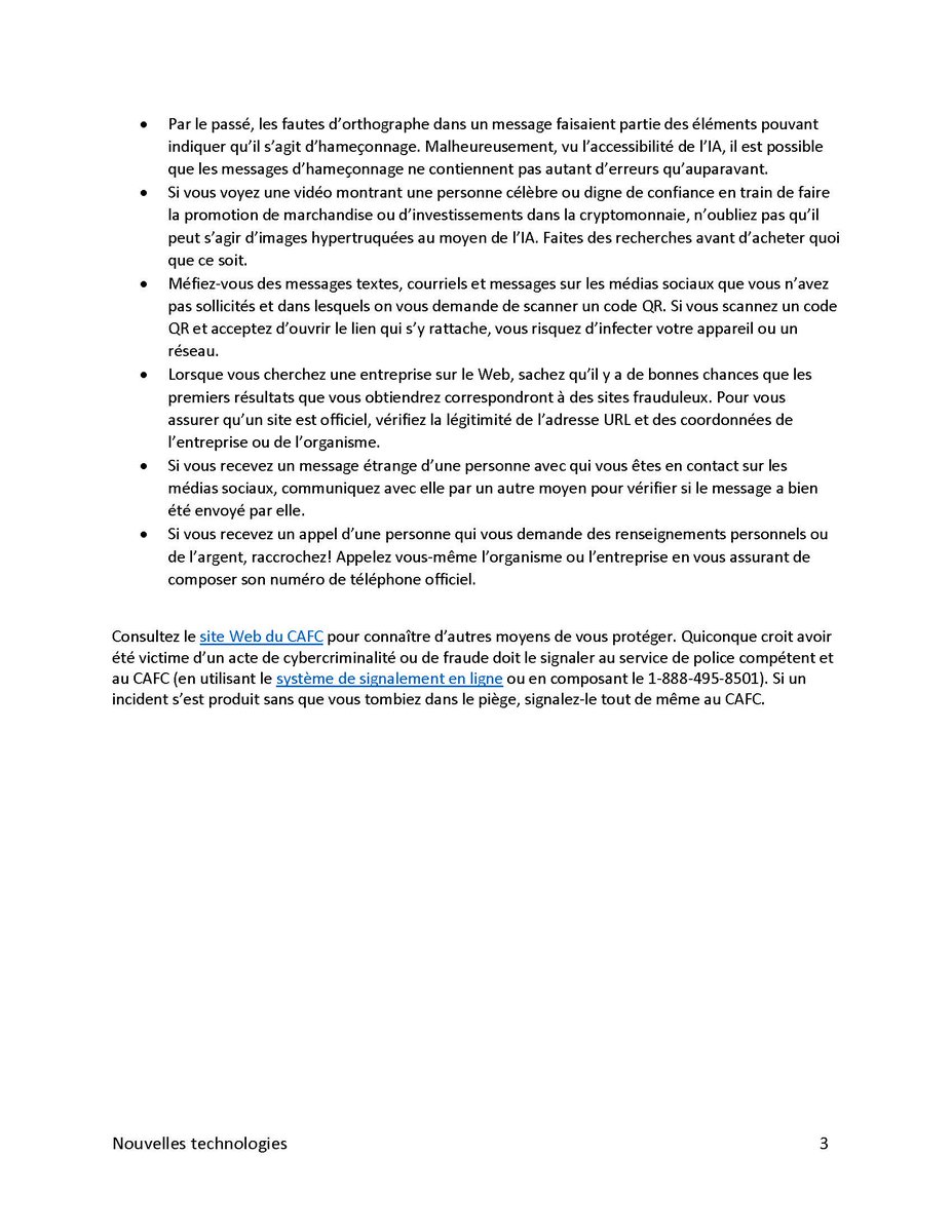 Cette semaine, on s’intéresse à l'évolution de la technologie dans les fraudes. On a collaboré avec @cyber_securite pour notre dernier bulletin sur l'utilisation de l'IA, des codes QR et plusieurs types de technologie. Pour le consulter : pensezcybersecurite.gc.ca/fr/blogues/nou… #MPF2024