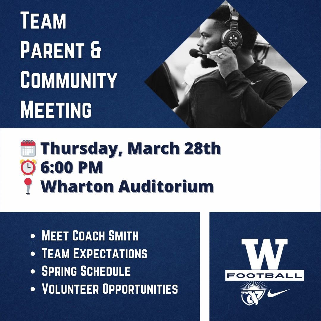 Meet Coach Smith this Thursday evening. #WeAreWharton