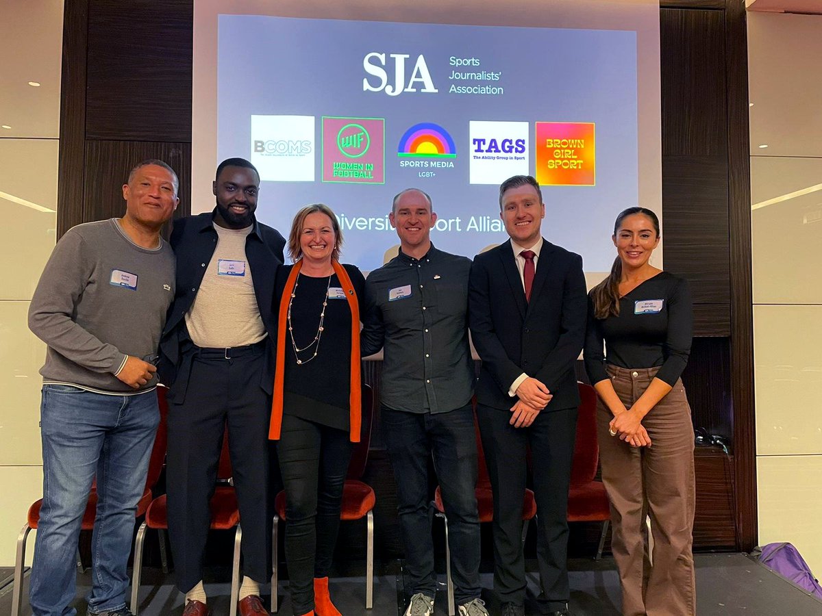 Great to share and hear perspectives with our Diversity Sport Alliance partners @wearebcoms @SportsMediaLGBT @TAGS_Sport @BrownGirlSport_ at today's #SJAshowcase ahead of the @SportSJA awards later. #SJA2024