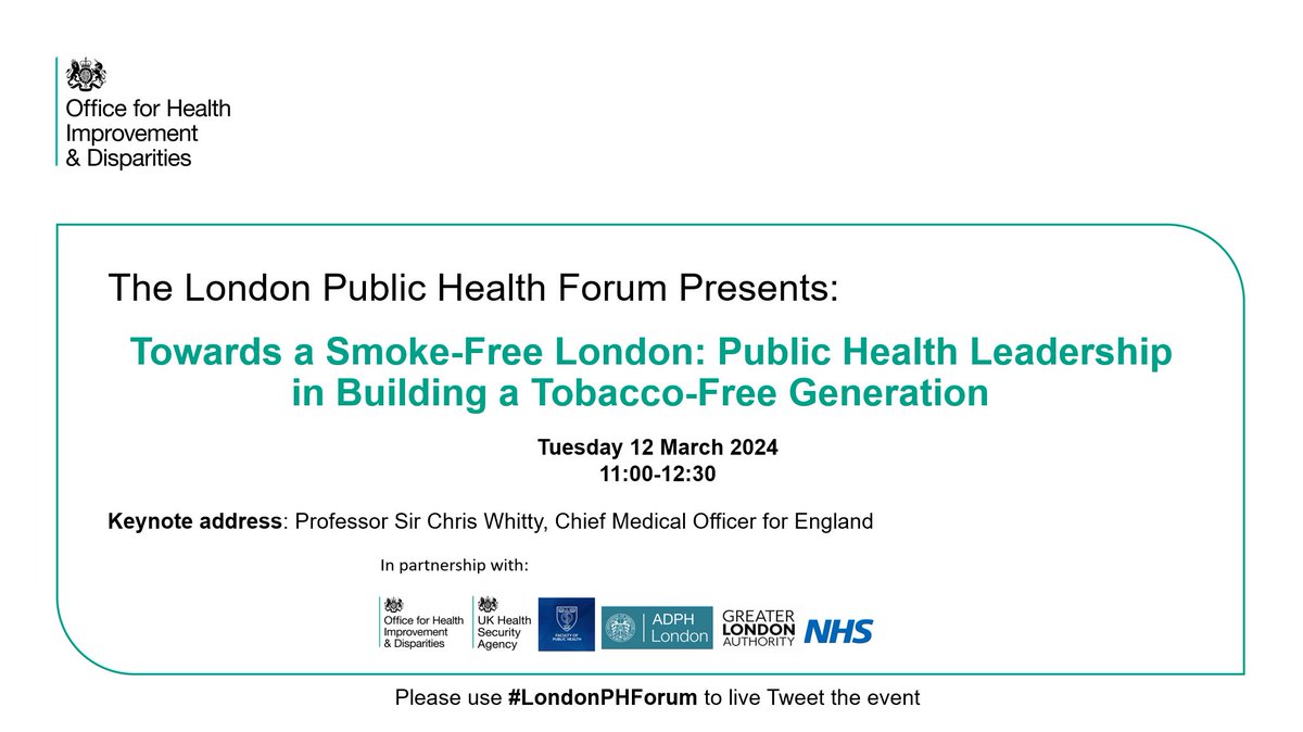 If you missed the latest #LondonPHForum - Towards a Smoke free London🚭with keynote from @CMO_England Professor Sir Chris Whitty, chat with @AshOrgUK CEO Deborah Arnott and panel including @LTA_London chief 👀 the recording ▶️📽  bit.ly/3xaqND6 #SmokefreeGeneration