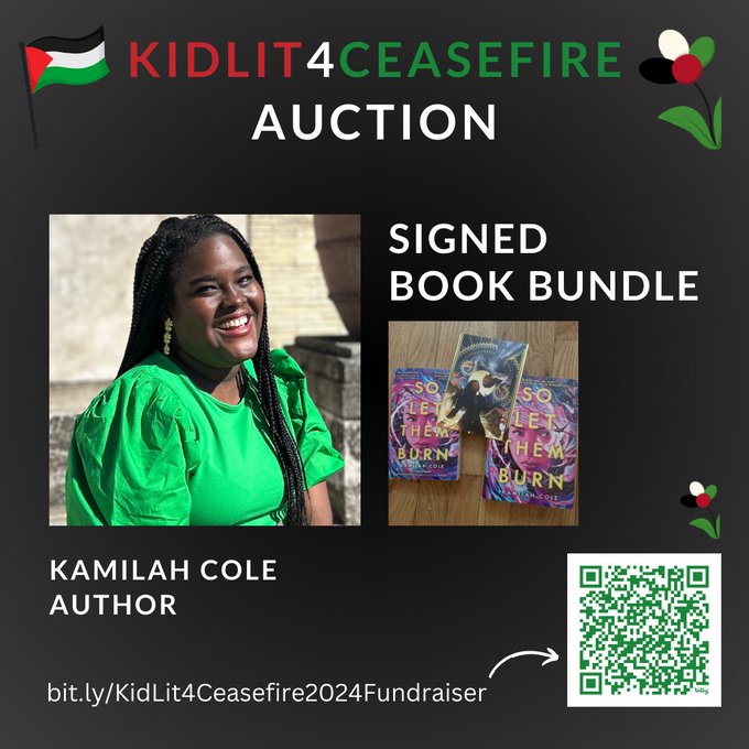 Today is the day! 

You can bid to receive a signed copy of the US hardcover and UK paperback of SO LET THEM BURN + the gorgeous gold foil print of the sisters at the #Kidlit4Ceasefire Auction.

If you have the interest and the means please check it out!

32auctions.com/organizations/…