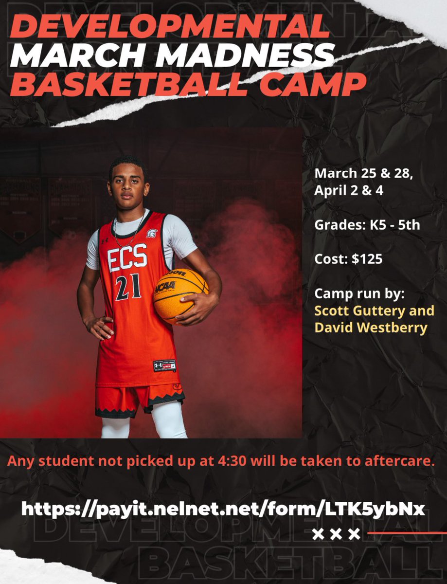 MARCH MADNESS developmental basketball camp starts today!  Click link below to sign up. 

payit.nelnet.net/form/LTK5ybNx?…