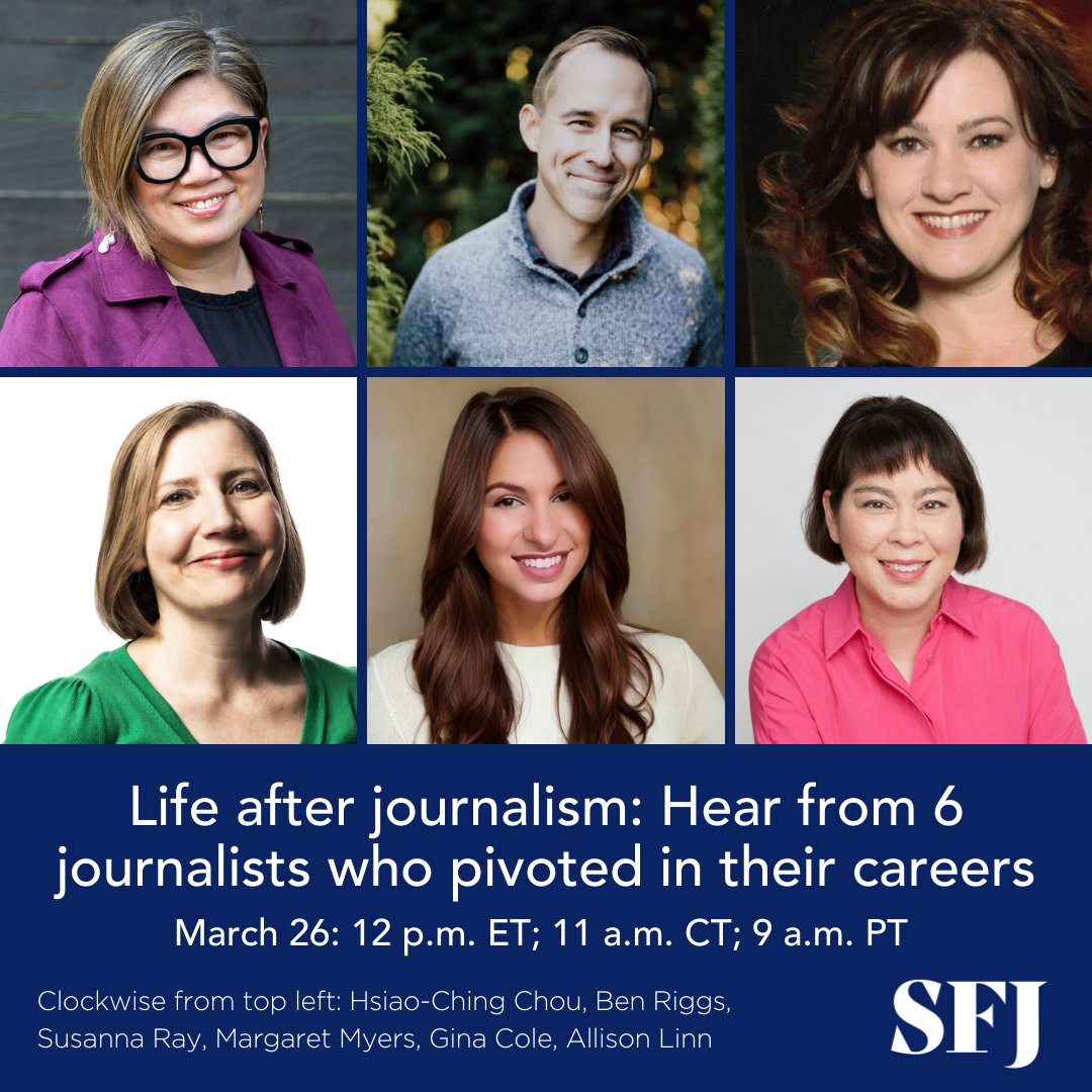 Tune in on Tuesday, March 26 to learn how veteran journalists used their hard-won skills to forge new career paths. (This panel won't be recorded, so be sure to catch it live!) Details: featuresjournalism.org/blog/2024/3/15…