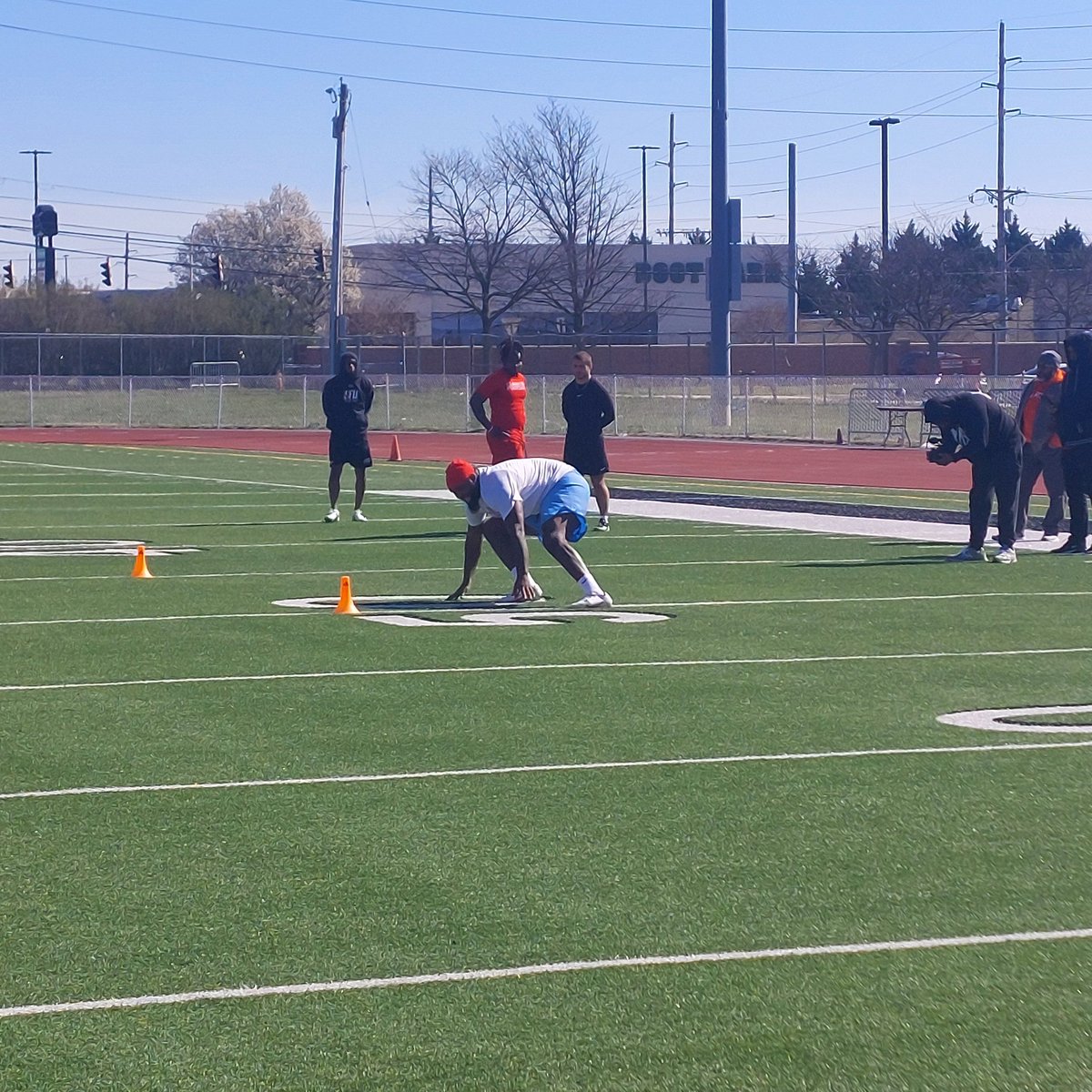 @SPearson76 3 Cone Drill @DelSt_Football Pro Day!