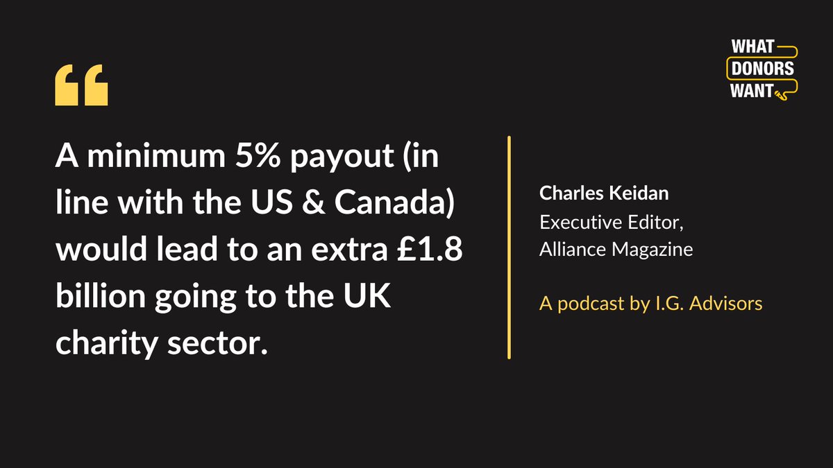 Should UK Foundations have a minimum grant payout? The new episode of #WhatDonorsWant by is out now! Featuring: 🎙️ @charleskeidan | @Alliancemag 🎙️ @Rhodri_H_Davies | Why Philanthropy Matters 🎙️ @NicoleSykes_ | @ProBonoEcon 👉 bit.ly/3Tt4n7E