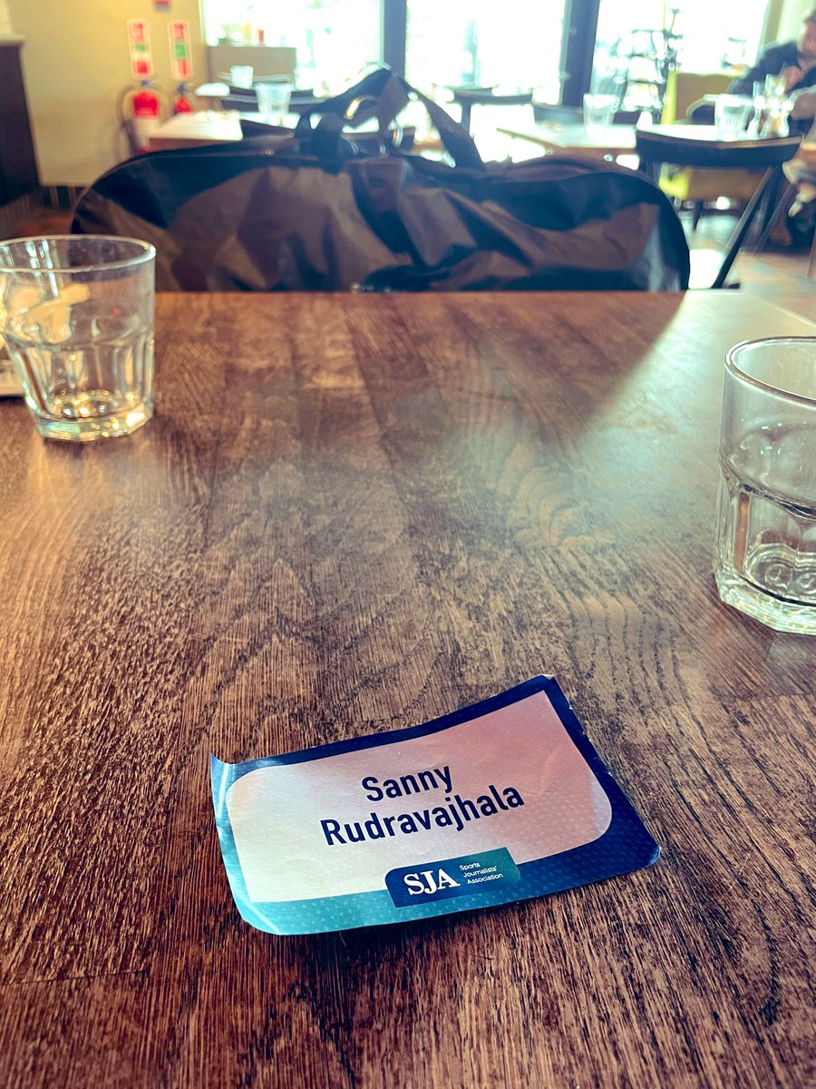 Lol, been walking around the Southbank with this still on!

Table for one with me, myself and I.😅

Looking forward to tonight after a lovely afternoon hosting a fascinating panel. @SportSJA 🙏🏾 #SJAShowcase