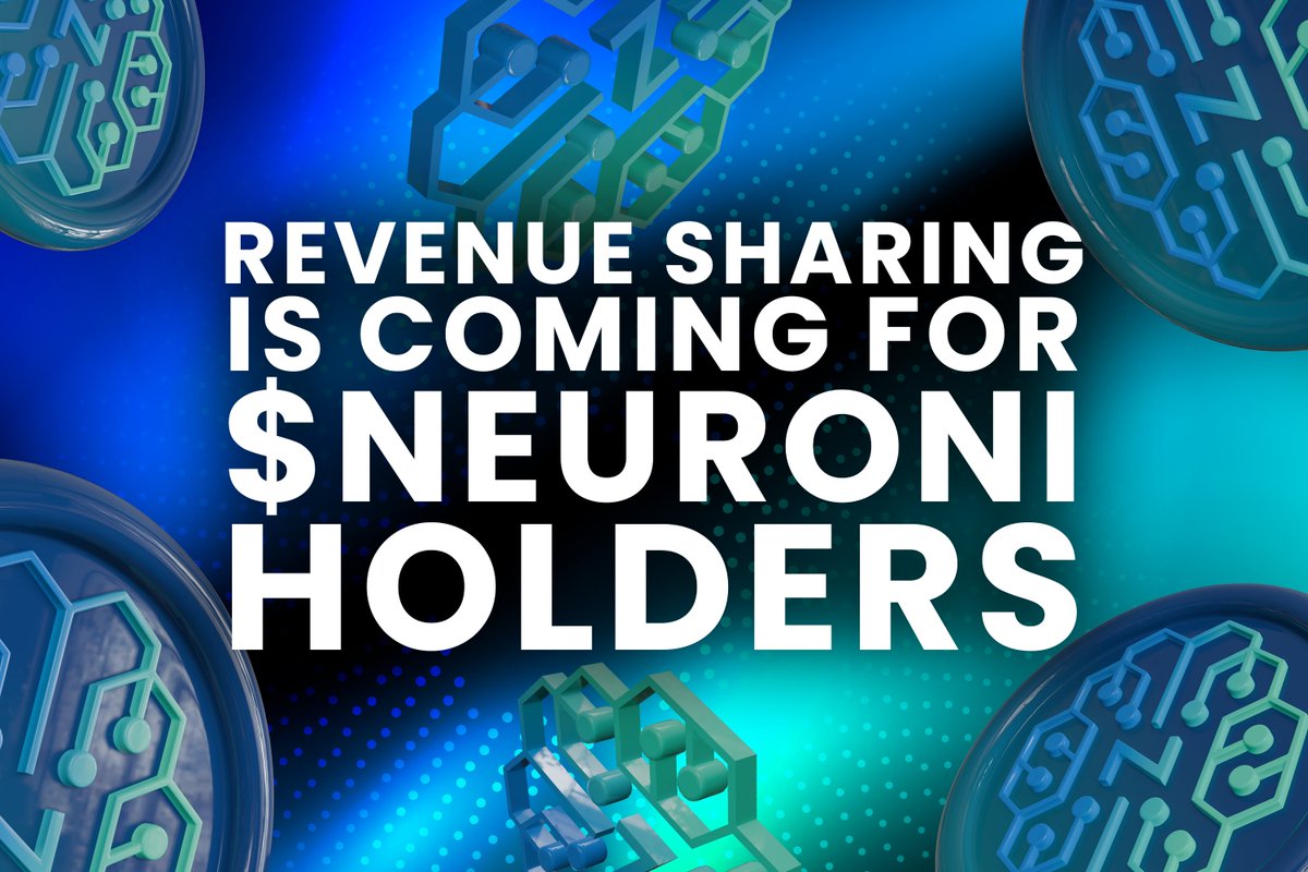 Dear Neuronians, 🔥It's official! During the month of April, we will be implementing revenue sharing for holders of $NEURONI tokens! Details such as the % of the dedicated fee or the minimum token to hold to be eligible will be given in due course. $ETH #Crypto #AI