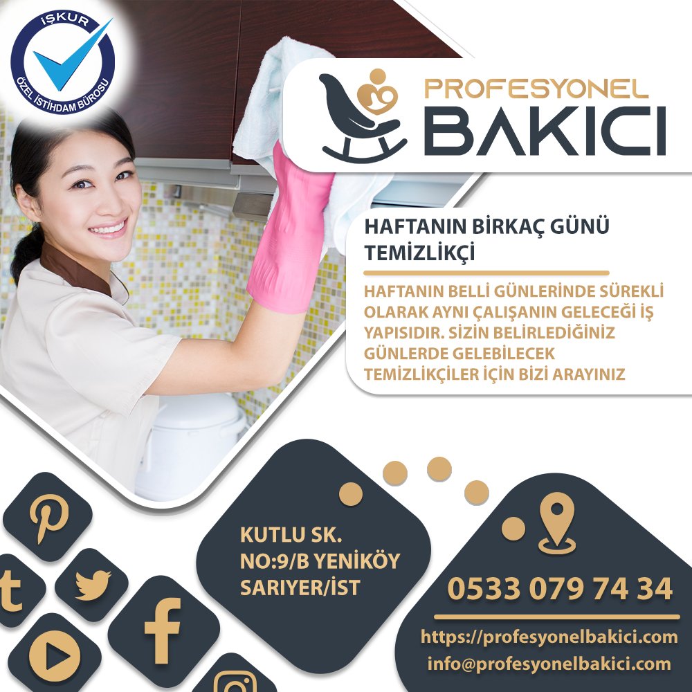 Profesyonel Bakıcı +905330797434
Haftanın birkaç günü temizlikçi

profesyonelbakici.com/ev-isi-hizmetl…

#temizlikçi #arapcabilen #yardimci #hizmetçi #hizmetli #evyardimcisi #yatiliyardimci #yabanciyardimci #temizlik #temizlikcibul #temizlikçikadın #gunduzlutemizlikci #yatilitemizlikci