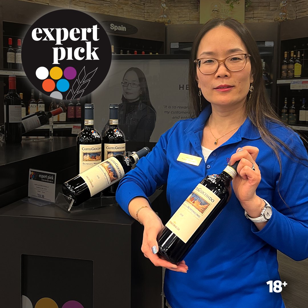 Check out the latest pick from Helen, our Product Consultant at Rivergrove Liquor Mart! Castelgiocondo Brunello Di Montalcino is aged in oak barrels for two years, and 100% Sangiovese.

Grab a bottle of Helen's pick today: ow.ly/PW2r50QZ8LB

18+ Enjoy Responsibly