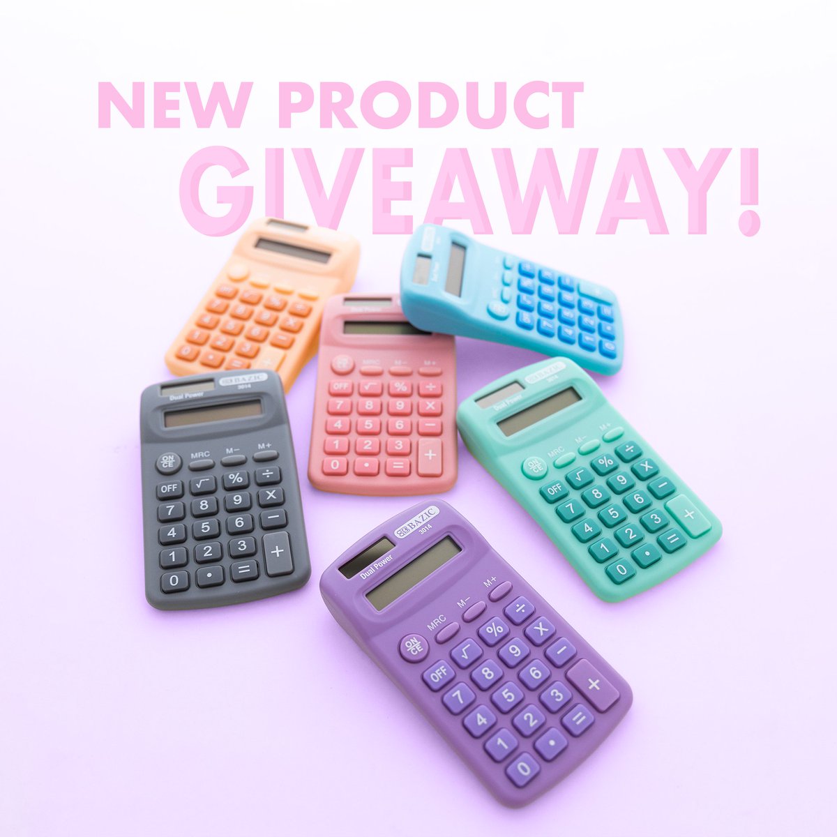 🌸🐰We are celebrating our NEW Dual Power Pocket Calculators with a Giveaway!🐰 🌸

How to enter:
1. Follow us <a href="/bazicproducts/">BAZIC Products</a>
2. Like this giveaway post
3. For an extra entry go through our feed and comment "SPRING" on your favorite pastel product on our feed!🐰