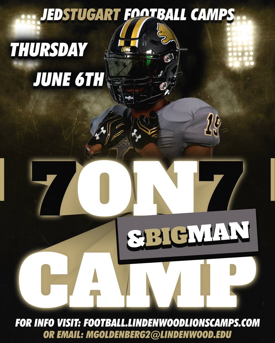 🚨7 on 7 / Big Man Camp 🚨 Football starts up front with the Big Men! Make sure you join us for our Big Man Camp. You can come with your High School Team if they are competing in our 7 on 7 or you can come as an individual Register here: tinyurl.com/7on7BigMan