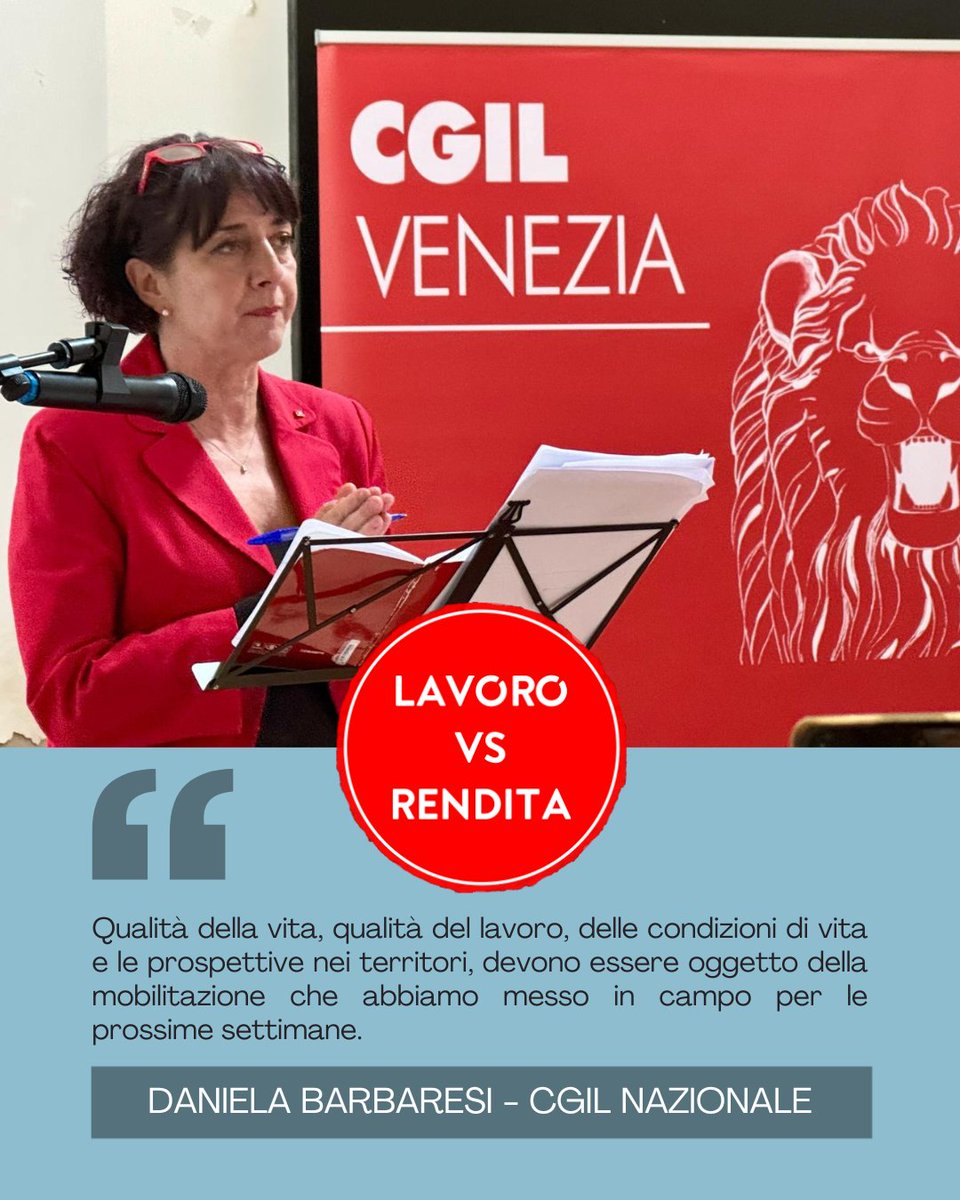 Conclude i lavori Daniela Barbaresi, Segretaria CGIL Nazionale
#Lavoro vs #Rendita
#Venezia #Bologna #Firenze #Roma