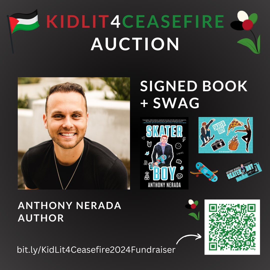 From now until April 10, you can bid for a chance to win a signed SKATER BOY book and swag bundle as part of the #KidLit4Ceasefire auction.

Start your bid here: 🔗 32auctions.com/organizations/…