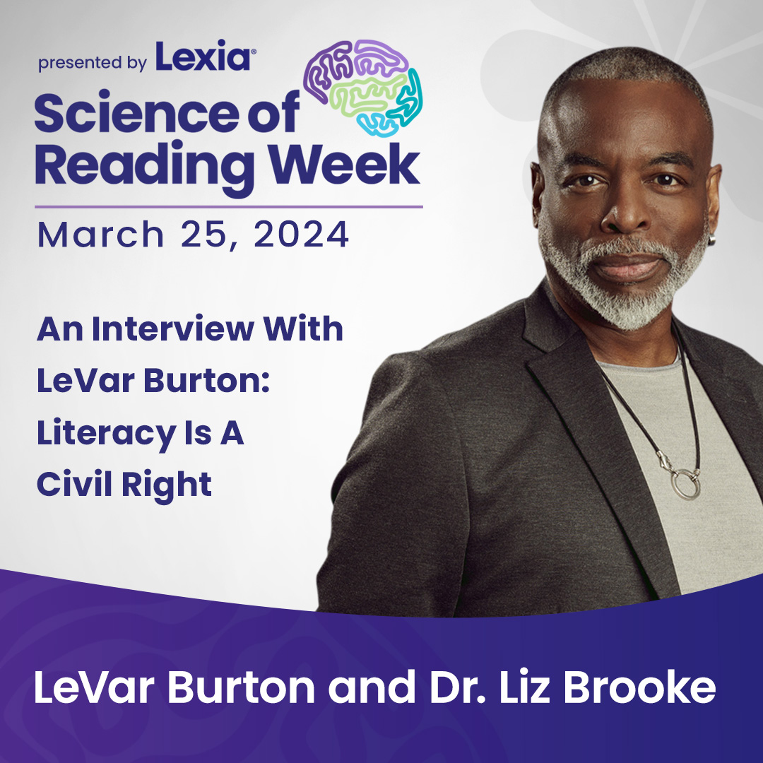 Don't miss the first session of #LexiaSORWeek! 📚✨ During today's live keynote, @levarburton & @LizCBrooke will discuss the national literacy crisis, progress in evidence-based literacy instruction, & equitable access to that instruction for all students. spr.ly/6017kYhoB