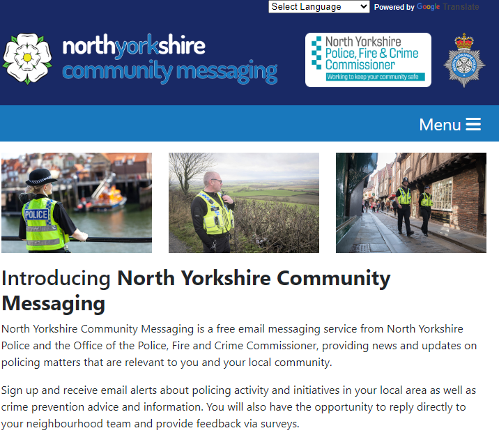 At today's Online Public meeting we've been hearing about the @NYorksPolice Community Messaging System and the importance of signing up to find out what's happening in your area. Full details: northyorkshirecommunitymessaging.co.uk