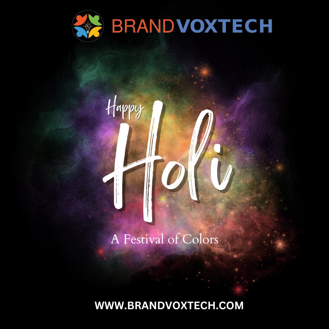 'Colors of joy and togetherness! Happy Holi from Brand VoxTech! 🎨✨ #Holi2024 #CelebrateWithColors'