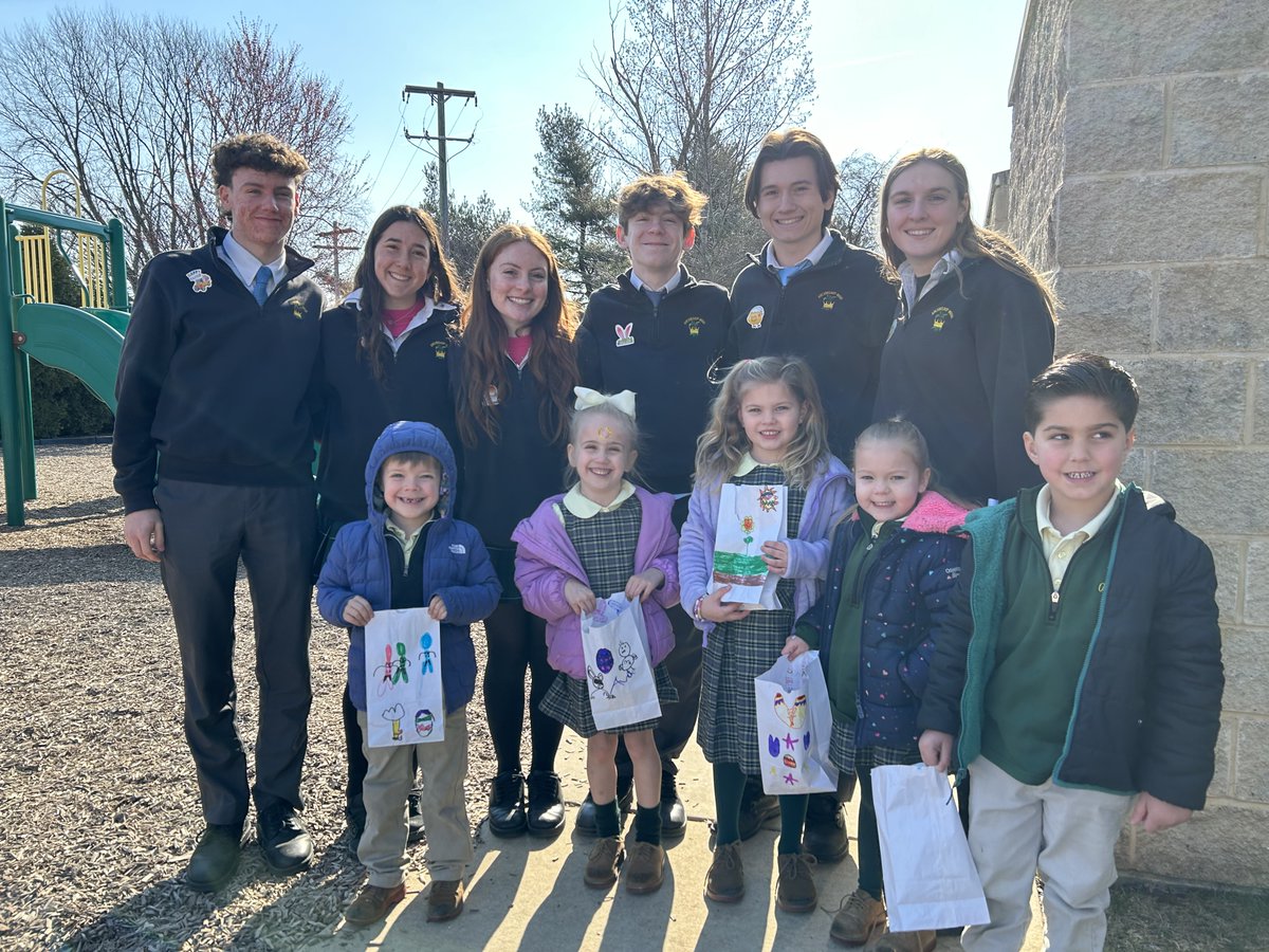 Members of Archbishop Wood's National Honor Society paid a visit to our friends at Nativity of Our Lord on Friday! Students gathered, stuffed and hid Easter eggs all over their playground to put on an Easter Egg Hunt for Nativity's Pre K and Kindergarten classes.