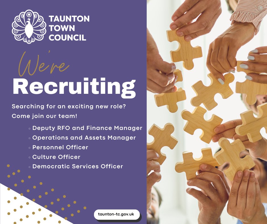 Searching for an exciting new role? Join us in shaping the future of our town. Take a look at our website to find out more 👇 ow.ly/bFfI50R16cr #JoinOurTeam #Jobs #Vacancies #Recruiting