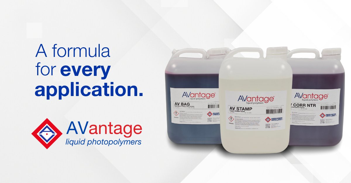 The AVantage Liquid Photopolymers Line is the ultimate collection— covering corrugated, hot molding, stamps, bags and more. Overwhelmed by all of the options? No worries! Our team of technical experts are eager to share their expertise:
📲 andersonvreeland.com/plateroom/liqu…