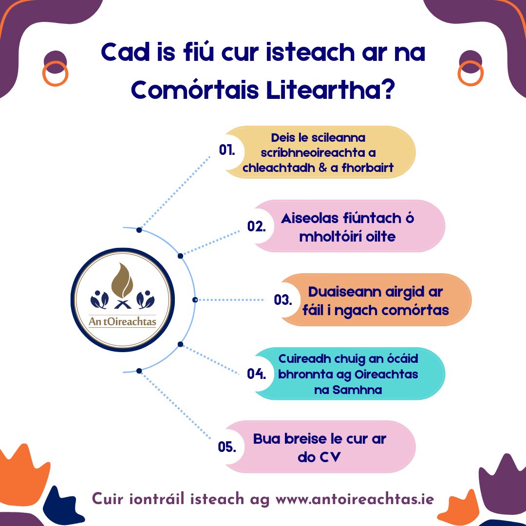 Is iomaí fáth ar cheart duit cur isteach ar na Comórtais Liteartha! Tá réimse leathan comórtais ann le freastal ar gach saghas scríbhneora, cibé suim atá agat! 🖋️Cuir peann le pár agus cuir isteach ar Chomórtais Liteartha an Oireachtais 2024 anois!🖋️ #Oireachtas2024