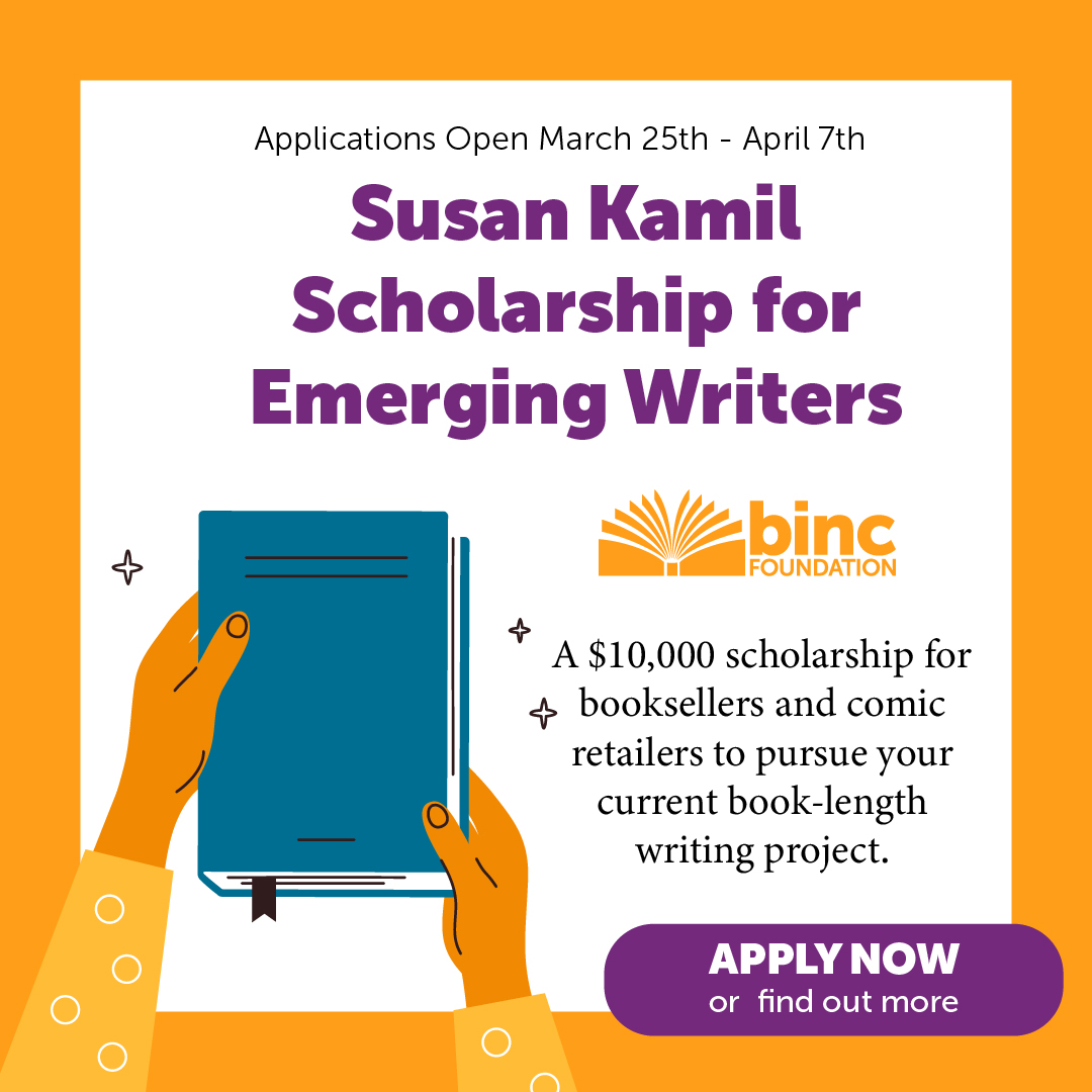 New scholarship honors Susan Kamil. A new $10,000 scholarship given to five booksellers or comic retailers will provide financial support to focus on a full-length manuscript. Learn more & apply by April 7, bincfoundation.org/susankamil-sch…. @cduhigg @MontereyFishLab