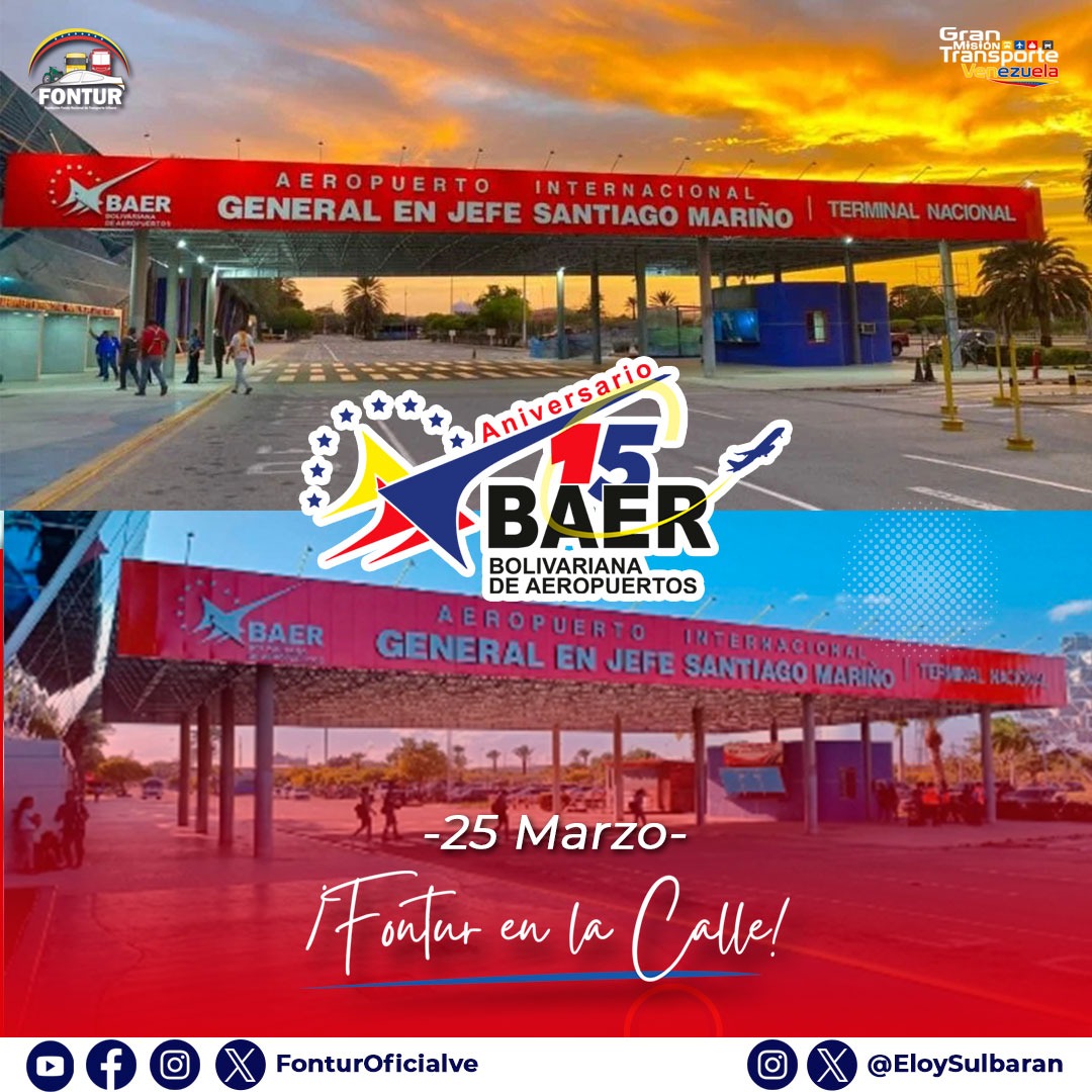 Hoy felicitamos a @BAERVenezuela  por su aniversario N°15, que sigan cumpliendo muchos años más en pro de seguir trabajando por Venezuela🇻🇪

<a href="/NicolasMaduro/">Nicolás Maduro</a> 
<a href="/rvaraguayan/">Ramón Celestino Velásquez Araguayán</a> 
<a href="/ELOYSULBARAN/">Eloy Chiquitín</a> 

#AmorDeLaPatria