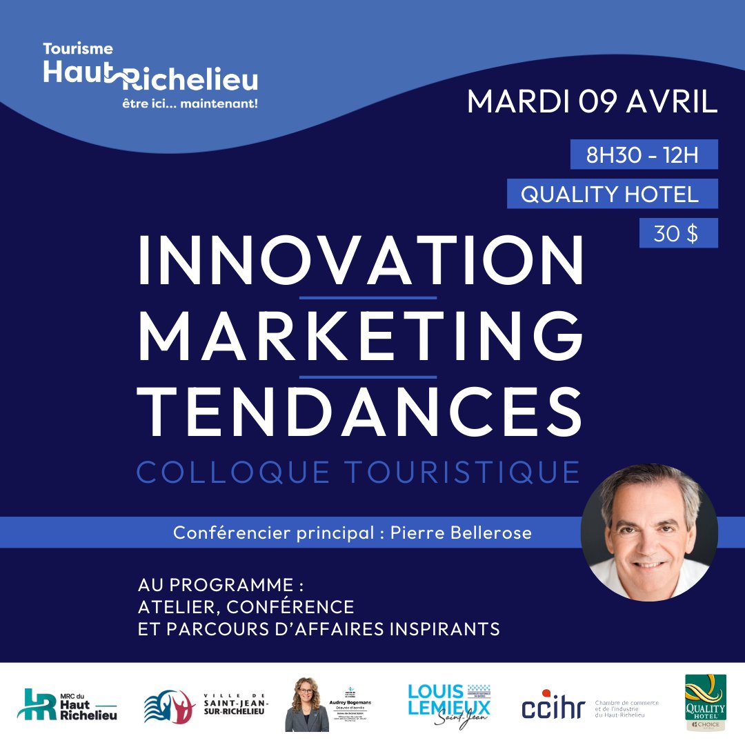 Tourisme Haut-Richelieu, en partenariat avec NexDev, la MRC du Haut-Richelieu et la Ville de Saint-Jean-sur-Richelieu, est fier de vous présenter le premier colloque touristique du Haut-Richelieu. Info et inscription : bit.ly/49PeASV