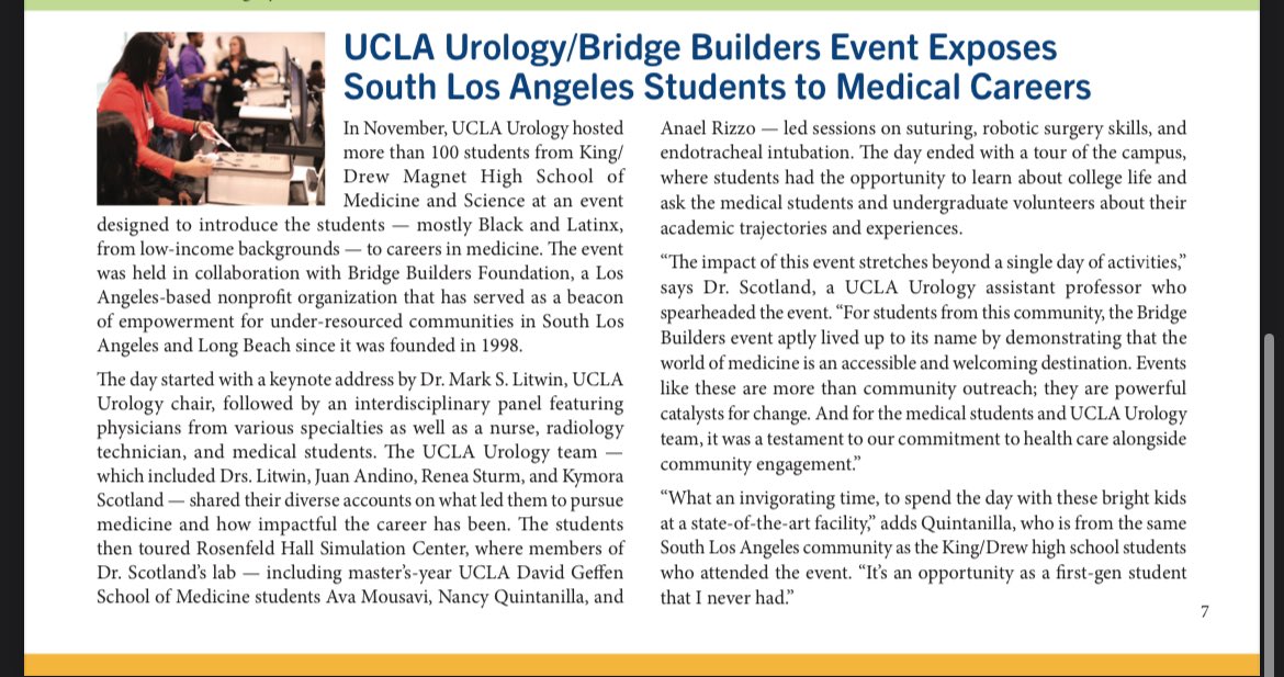 Our departmental newsletter for the spring is available! Get an update on the Men’s clinic, Urogynecology and Reconstructive Pelvic Surgery (URPS) fellows, Dr @DrKScotland mentorship effort with high school students, and alumni highlight @DrDenise_ uclahealth.org/sites/default/…