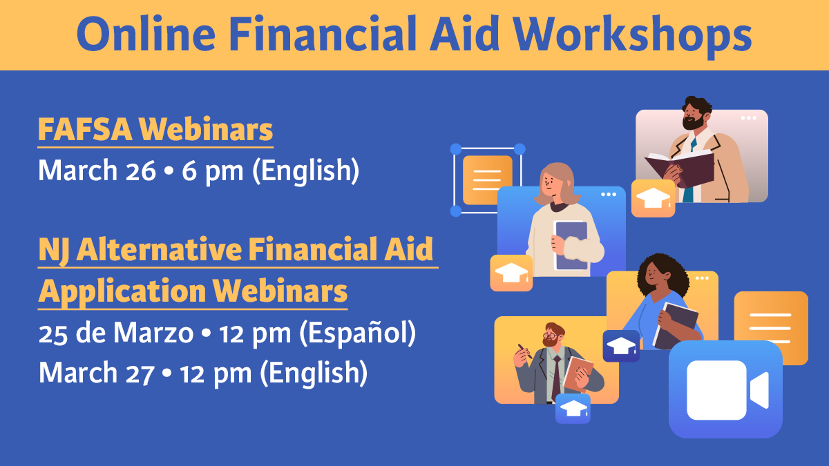 🎓We are kicking off the week with another FREE webinar at noon today. NJ Dreamers should join us online for support in completing NJ's Alternative Financial Aid Application -- today's presentation is in Spanish. Click here at noon➡️ zoomgov.com/j/16191472863?…