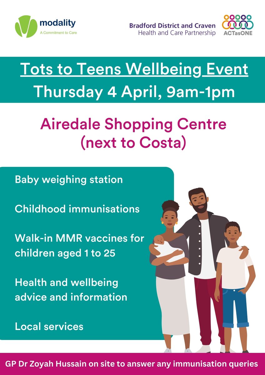 This event in Keighley next Thursday (April 4) will help ensure children and young people are up to date with their immunisations, along with offering advice and information about health and wellbeing.